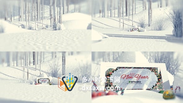 PR模板-冰天雪地三维户外场景圣诞新年标志片头
