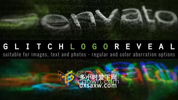 AE标志模板- Grunge能量故障技术标志LOGO片头