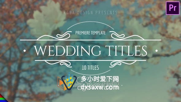 Premiere Wedding Titles花卉样式徽章浪漫情人婚礼文字标题-PR模板