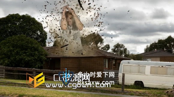 C4D与AE制作屋顶崩溃毁灭效果特效合成教程