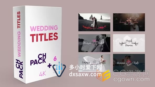 AE模板-漂亮优雅4K婚礼标题制作婚庆视频爱情电影浪漫幻灯片文字动画