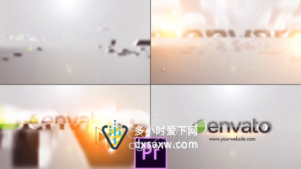 PR模板-简单实用切片碎片形式汇聚大气标志光效掠过LOGO动画