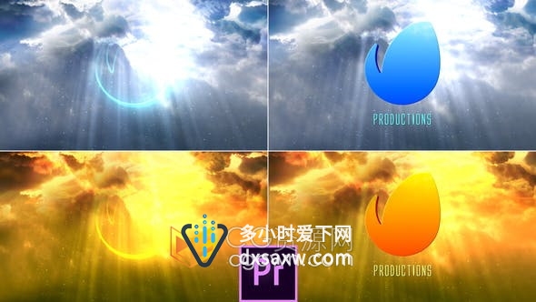 PR模板-天堂般的光芒散落粒子3d标志揭示动画