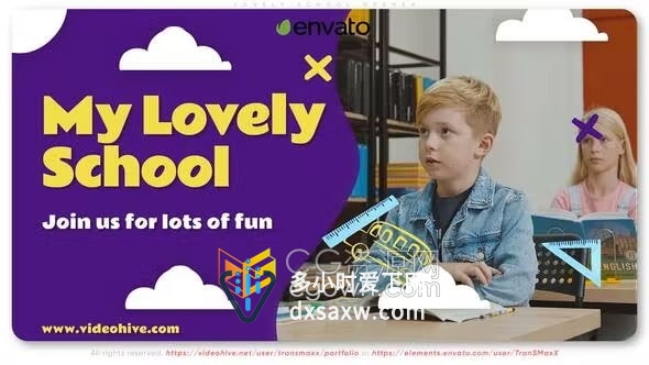 AE模板-可爱的开学典礼视频儿童机构教育宣传片游乐场广告片