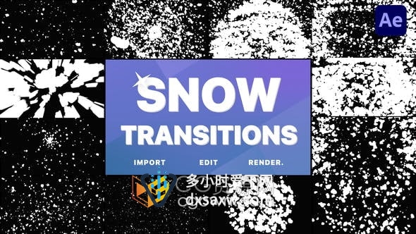 AE模板-实用雪花和降雪过渡冬季暴风雪飞舞的落雪下雪动画元素