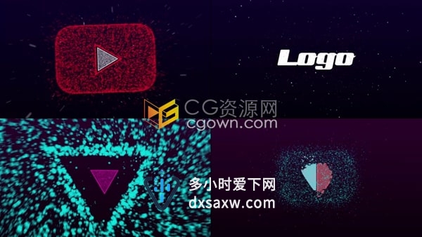 Youtube播放图标粒子动画LOGO视频片头-AE模板