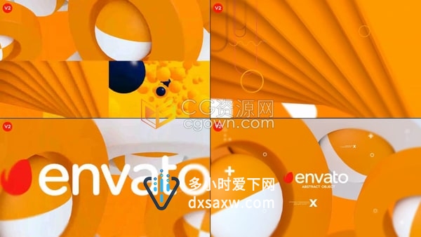 AE片头模板3D多彩明亮抽象球体动画标志介绍