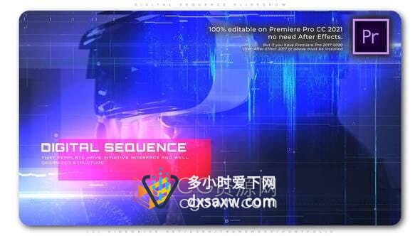 PR/AE模板-科学像素排序设计hud全息元素制作数字工程医疗工业游戏应用程序视频