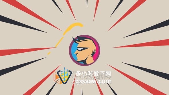 AE模板-超酷的卡通漫画色彩风格复古标志LOGO动画展示