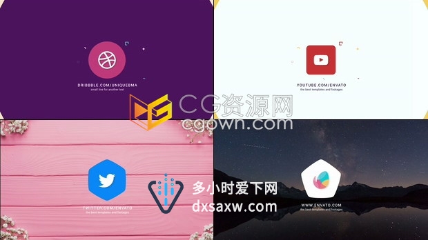 PR模板工程下载-非常实用简单大方多彩时尚抽象2D简洁徽标LOGO动画