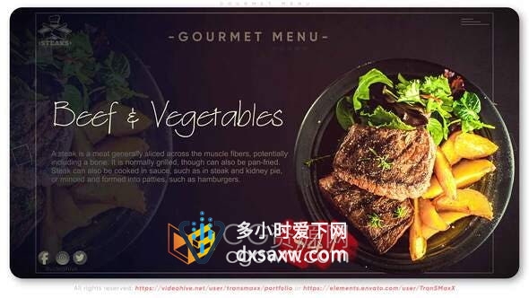 AE模板-酷炫时尚明亮多彩餐厅介绍酒吧食堂视频菜单食物新菜单宴会广告包装