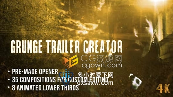 制作黑暗紧张恐怖效果Grunge Trailer病毒题材视频电影预告片-AE模板