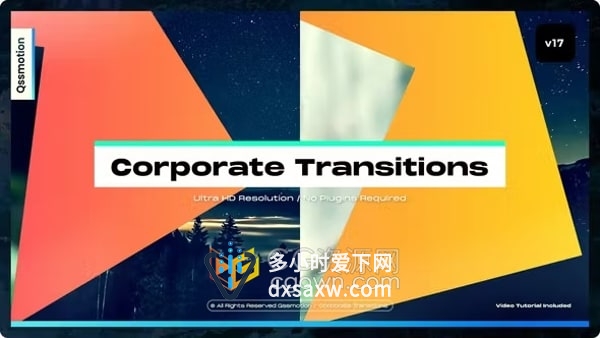 高达8K商务风格企业宣传视频多彩平面图形过渡动画AE转场模板