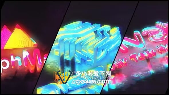 AE模板-彩色抽象效果挤压标志LOGO动画