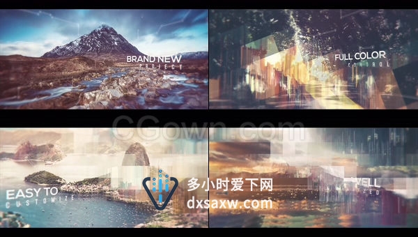 抽象科技感企业数码视差时尚图片展示片头幻灯片宣传视频-PR预设AE模板下载