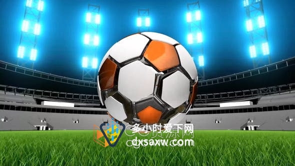 PR模板绿茵球场体育场馆3d足球动画演绎赛事品牌标志LOGO片头