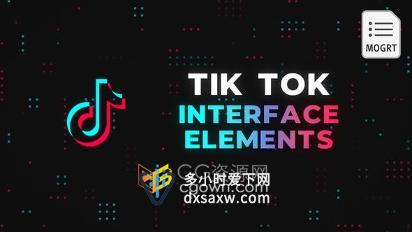 TikTok抖音短视频介绍媒体平台关注界面动画效果制作-PR模板