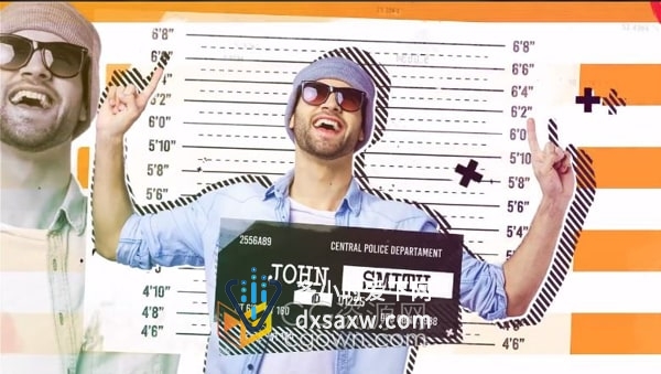 AE模板-恶搞入狱照风格Mugshot快速创意动画介绍开场