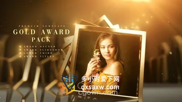 AE模板-华丽金色相框动画Gold Award大气晚会颁奖典礼婚礼视频包装