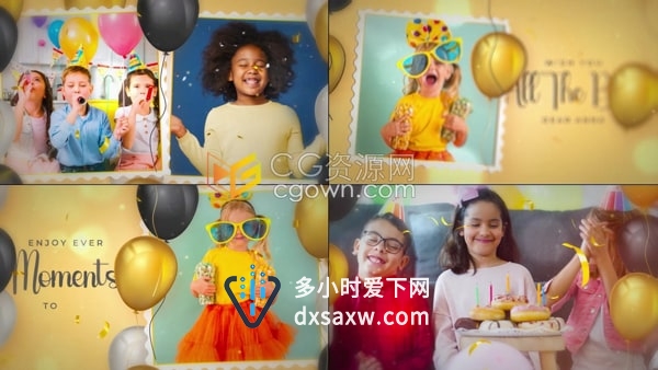 生日相册AE模板生日庆典儿童节日派对活动聚会视频相册
