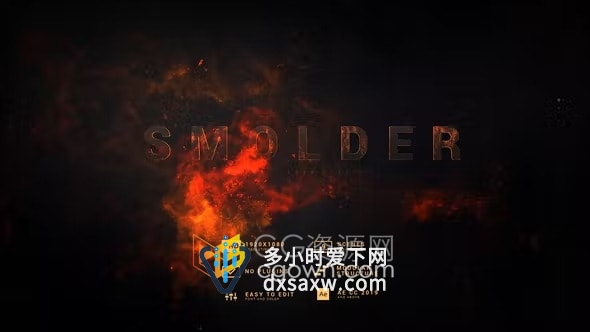 闷烧熔岩效果燃烧火焰消防文本标题宣传片AE模板