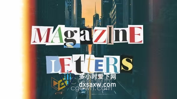 AE模板-杂志剪纸字母动画制作创意营销抠图封面独特城市宣传标题