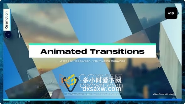 AE转场模板-干净多彩图形动画过渡效果元素Transition