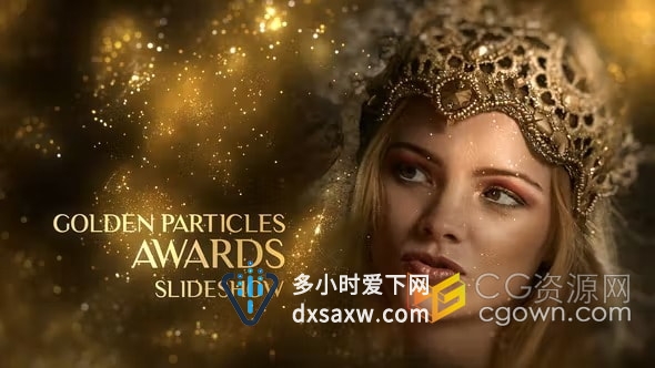 Golden Particles Awards AE模板金色发光粒子沙背景颁奖典礼晚会活动视频片头