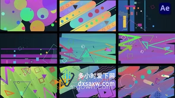 AE转场模板-多彩形状过渡简单渐变图形转场效果