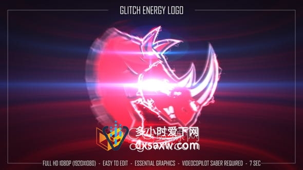 AE模板-快速能量Glitch故障标志Logo动画