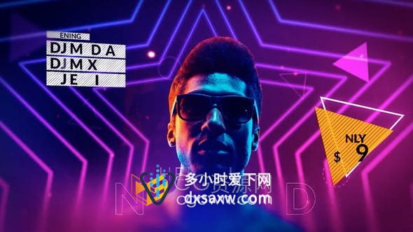 PR模板时尚霓虹发光效果派对宣传片时尚抒情视频展示
