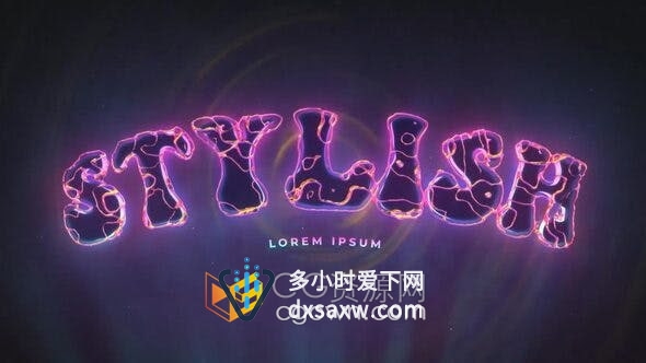 AE模板-赛博朋克风扭曲变形逆波液体动画效果闪亮标题标志片头
