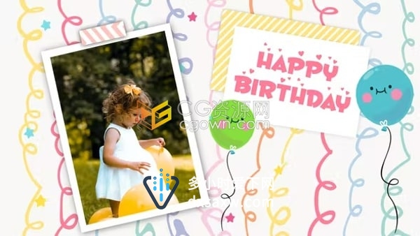 AE模板-快乐儿童活动视频相册宝贝周岁庆典生日幻灯片