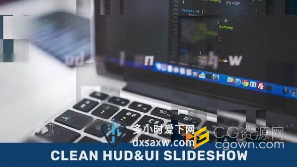 带有粒子和HUD UI元素数据安全网络科技公司宣传片-AE模板