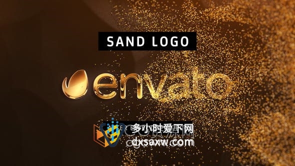 AE模板-黄金流沙粒子动画演绎金色标志LOGO片头