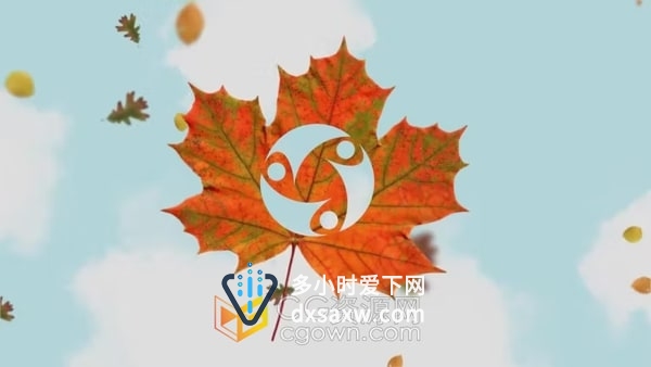 动态动画叶子演绎独特秋叶标志视频片头AE模板