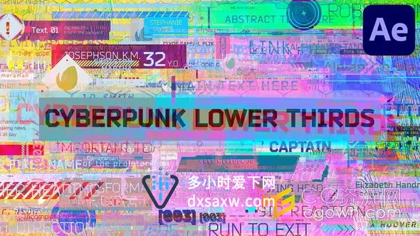 87个赛博朋克风高科技元素标题Cyberpunk Lower Thirds-AE模板