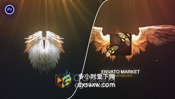 PR模板-打开天使翅膀展开LOGO动画视频片头