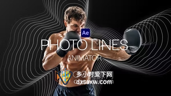 AE模板-PhotoLines Animator 3D照片视觉特效动画肖像轮廓线条涟漪效果