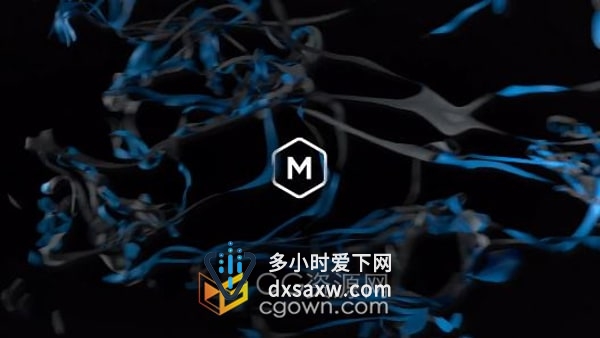 AE模板-抽象图案演变成丝带动画标志显示LOGO片头