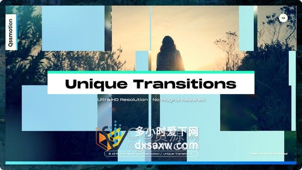 AE模板-高达8K现代多彩卷轴推拉拖放效果图形过渡包