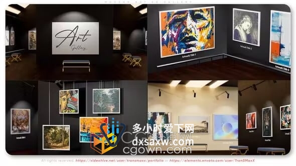 AE模板-现代3d艺术馆画廊美术馆照片陈列展示数字艺术优雅相册展览