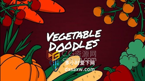 儿童早教认识各种蔬菜涂鸦MG图形动画元素AE模板