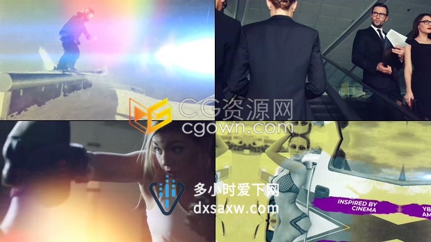 PR模板-时尚水彩摇滚风动态水墨遮罩幻灯片冻结定格效果宣传介绍片头
