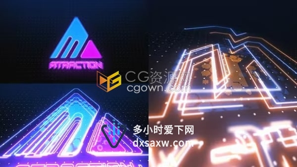 AE标志模板-4K点亮霓虹灯标志LOGO动画