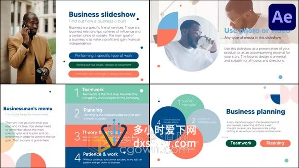 AE模板-现代简约商务风企业宣传合作会议展示幻灯片