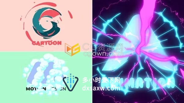 AE卡通标志模板-多彩卡通能量液体演示LOGO动画