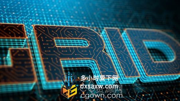 未来数据科技芯片纹路光线效果LOGO片头AE模板