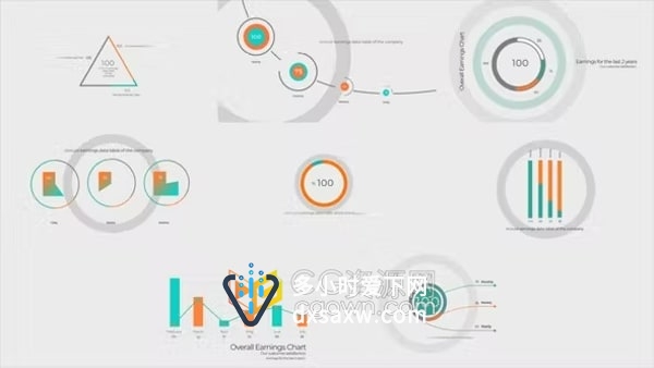 AE模板-8个适用各类公司行业数据分析业务演示信息图表动画