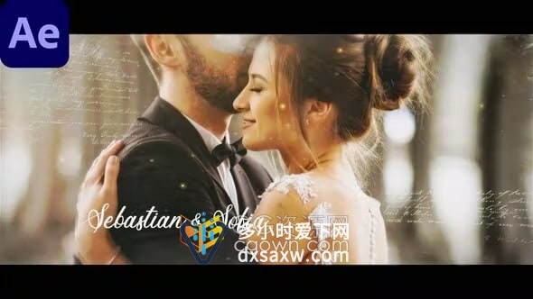 AE模板-水墨晕开动画美丽散景视差婚礼相册优雅颁奖典礼晚会视频